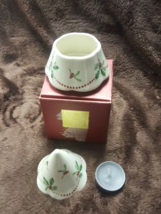 Lenox Tree Bright Christmas Porcelain Tea Light Votive Candle Holder With Candle 2