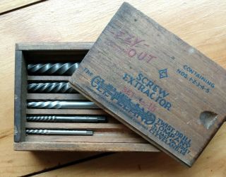 Vintage Ezy - Out Screw Extractor Set No.  15 T Cleveland Twist Drill Co.  No.  2,  4,  5