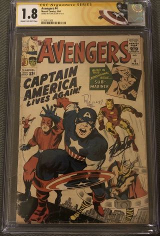 Avengers 4 Cgc 1.  8 Ss Stan Lee Signed 1st Silver Age Appearance Captain America