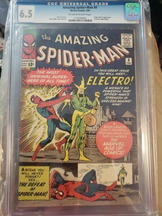 The Spider - Man 9 Cgc 6.  5 First Electro 2/64 Marvel Silver Age