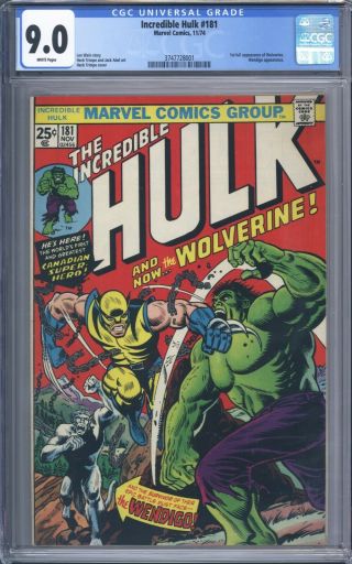 Incredible Hulk 181 Vol 1 Cgc 9.  0 1st App Of Wolverine