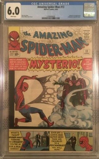 Spider - Man 13 - Marvel 1964 - Cgc 6.  0 - 1st App & Origin Of Mysterio