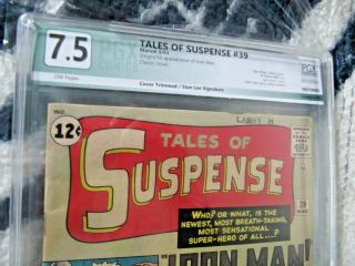 TALES OF SUSPENSE 39 (1ST IRONMAN) STAN LEE SIGNATURE PGX 7.  5 NO CGC HOLY GRAIL 2