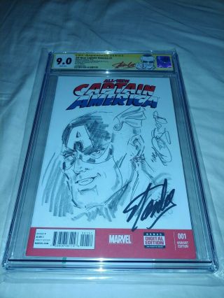 Captain America 1 Cgc Ss 9.  0 Stan Lee Signed - Cap America Sketch By Allen Bellman