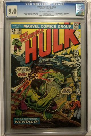 Incredible Hulk 180 - Marvel 1974 Cgc 9.  0 First Appearance Of Wolverine