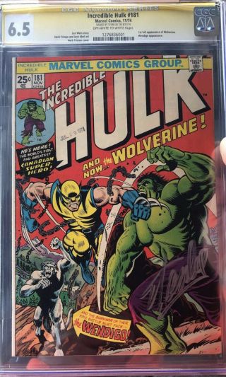 Incredible Hulk 181 Cgc 6.  5 Ss Stan Lee 1st Full Appearance Wolverine 1276836001
