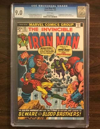 Iron Man 55 Cgc 9.  0 White Pages 1st Appearance Thanos 1973