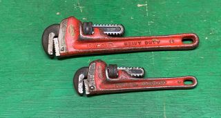 Ridgid 8” & 6 Inch Heavy Duty Pipe Wrench The Ridge Tool Co Elyria O Made In Usa
