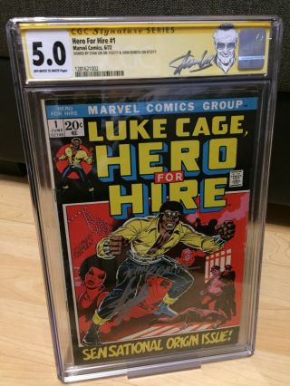 Hero For Hire 1 Signed By Stan Lee & Romita Sr Cgc Ss 5.  0 1st App Of Luke Cage