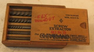 Cleveland Twist Drill Easy - Out Screw Extractor Set In Wood Box