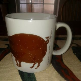 1979 Taylor & Ng Cochon Brown Pig Coffee Cup Mug Farm Animal