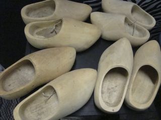 1 Pair Hand Carved Wooden Shoes Clogs Holland Nl Dutch Unpainted Child Sz