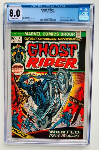 Ghost Rider 1 Cgc 8.  0 (1973) 1st App.  Son Of Satan/hellstrom Unpressed