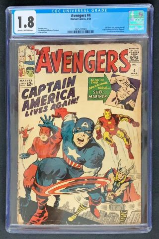 Avengers 4 Cgc 1.  8 Marvel 1964 Captain America