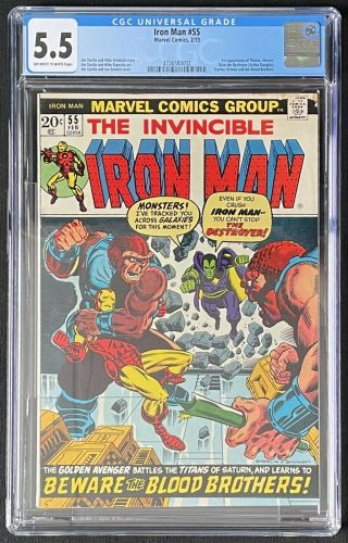 Iron Man 55 Cgc 5.  5 Ow - White Pages First Thanos First Drax Huge Grail
