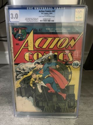 Action Comics 41 Cgc 3.  0 (gd/vg) Early Superman - 1941 - Classic Train Cover