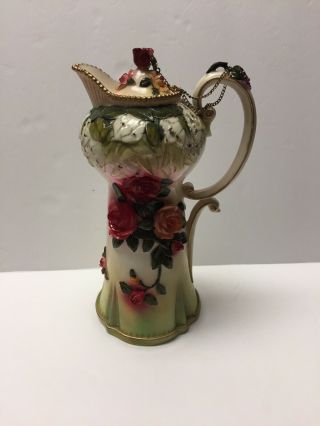 Sahiba 1 - 3205 Hand - Painted Rose Flower Vase - Candle Holder W/lid