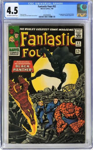 S013.  Fantastic Four 52 Marvel Cgc 4.  5 Vg,  (1966) 1st App.  Of The Black Panther