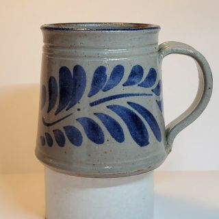 Westerwald Stoneware Mug Salt Glaze Blue Gray Usa Hand Thrown Signed Pottery