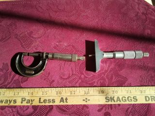 1 Inch Starrett Usa Micrometer & Central Tool Usa 1 Inch Depth