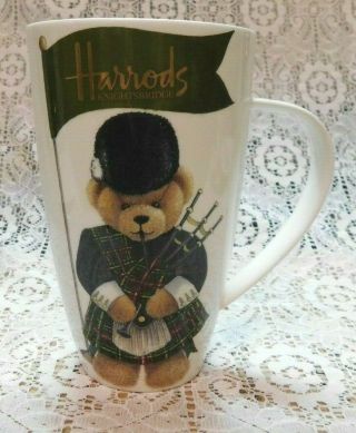 Harrods Knightsbridge Bear With Bagpipes Tall White Coffee Mug England