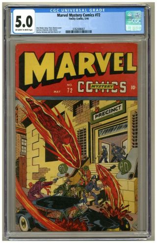 Marvel Mystery Comics 72 (cgc 5.  0) Ow/w Pages; Human Torch; Sub - Mariner (j 4760)