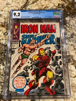 Iron Man And Sub - Mariner 1 Cgc 9.  2 Rare White Pgs High End Marvel Key Hot Book