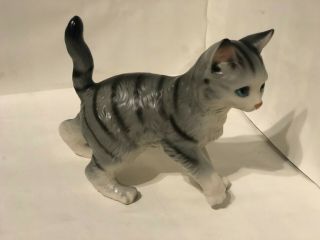 Vintage Lefton Porcelain Gray Cat Kitten Figurine Statue H 6364 Japan