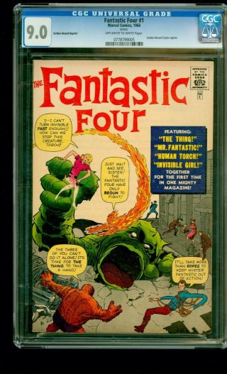 Fantastic Four 1 Golden Record Reprint Cgc 9.  0 Wt 1966 Marvel Mcu Disney
