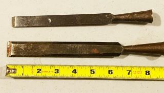 Two Vintage Bevel Edge Socket Chisels Woodworking Wood Tools 7/8 & 5/8