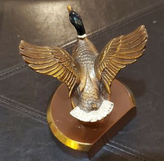 Vtg Philadelphia Mfg.  Co.  Brass/bronze Flying Duck Book End 5.  75 " Tall