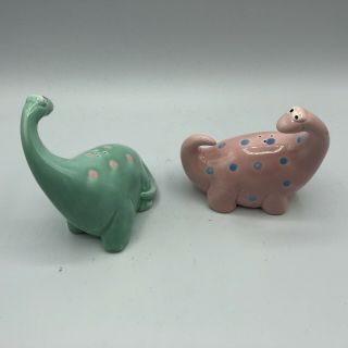 Vintage Fitz & Floyd FF Dinosaurs Salt and Pepper Shakers Hand Painted 2