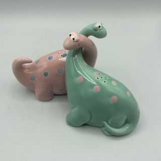 Vintage Fitz & Floyd FF Dinosaurs Salt and Pepper Shakers Hand Painted 3