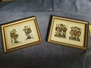 Set Of Two (2) M.  I.  Hummel Boy And Girl Picture,  Back To School 7 " X 5.  5 "