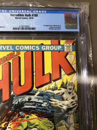 Incredible Hulk 180 - Marvel 1974 CGC 4.  5 OW TO WHITE PAGES 1st App Wolverine 3
