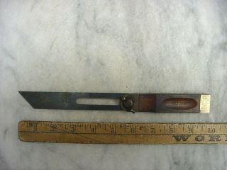 Old Tools,  Vintage Stanley 6 " Bevel Square W/some Brass Trim,