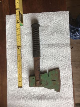 Vintage Unusual All Metal Hatchet With Rubber Tube Handle Saw Inside Handle