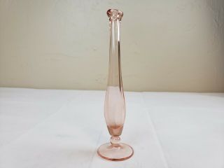Vtg Pink Depression Bud Vase 8.  5 " Rose Pressed Glass Art Deco Flower Floral Gl14