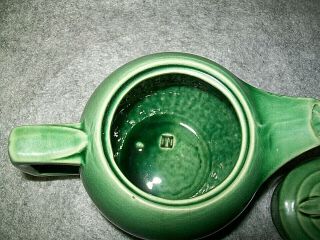 Vintage Deco Green McCoy Teapot Made USA with Lid Art Pottery 2