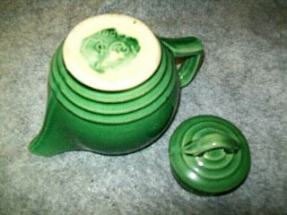 Vintage Deco Green McCoy Teapot Made USA with Lid Art Pottery 3