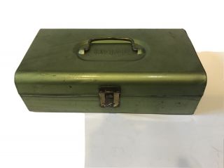 Vintage Bernzomatic Metal Green Tool Box Tackle Box Case With Handle