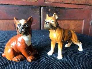 Pair Vintage Goebel Germany Porcelain Boxer Dog Figurines