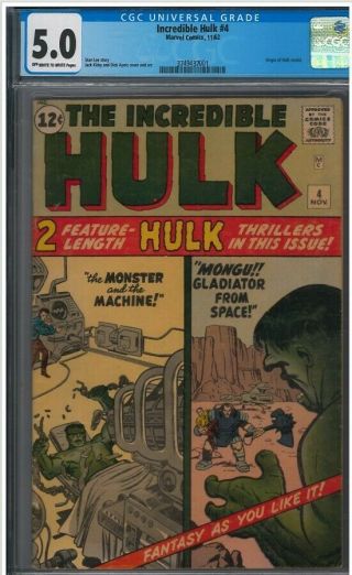 Incredible Hulk 4 (1963) Cgc 5.  0; Classic Issue