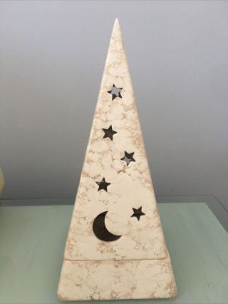 Partylite Pyramid Galaxy Moon And Stars Tealight Candle Holder