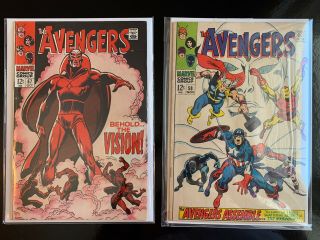 Avengers 57 & 58 Set 1st Appearance & Origin Of Vision Mid - Grade See Photos