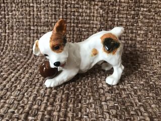 Vintage Royal Doulton Jack Russell Terrier Dog Figurine Playing With Ball,