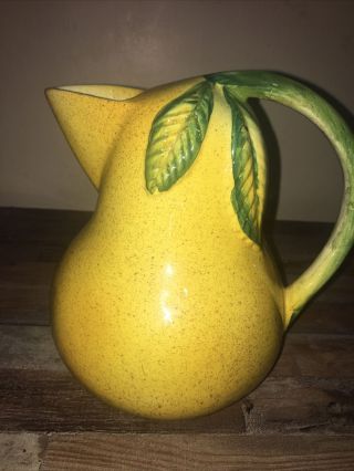 Vintage Hand - Painted Ceramic 7 " Pear Shaped Pitcher Made In Italy