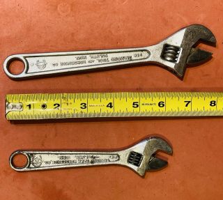 Rare Vintage Diamond Tool & Horseshoe Co.  D78 8 " & 6 " Adjustable Wrenches