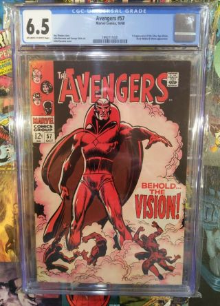 Avengers 57 Cgc 6.  5 Fn,  First Appearance Of The Vision Oww Pages 1968