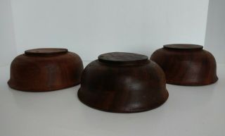 Set of 3 Vintage Teak Wood Wooden Salad Bowls 5.  5 